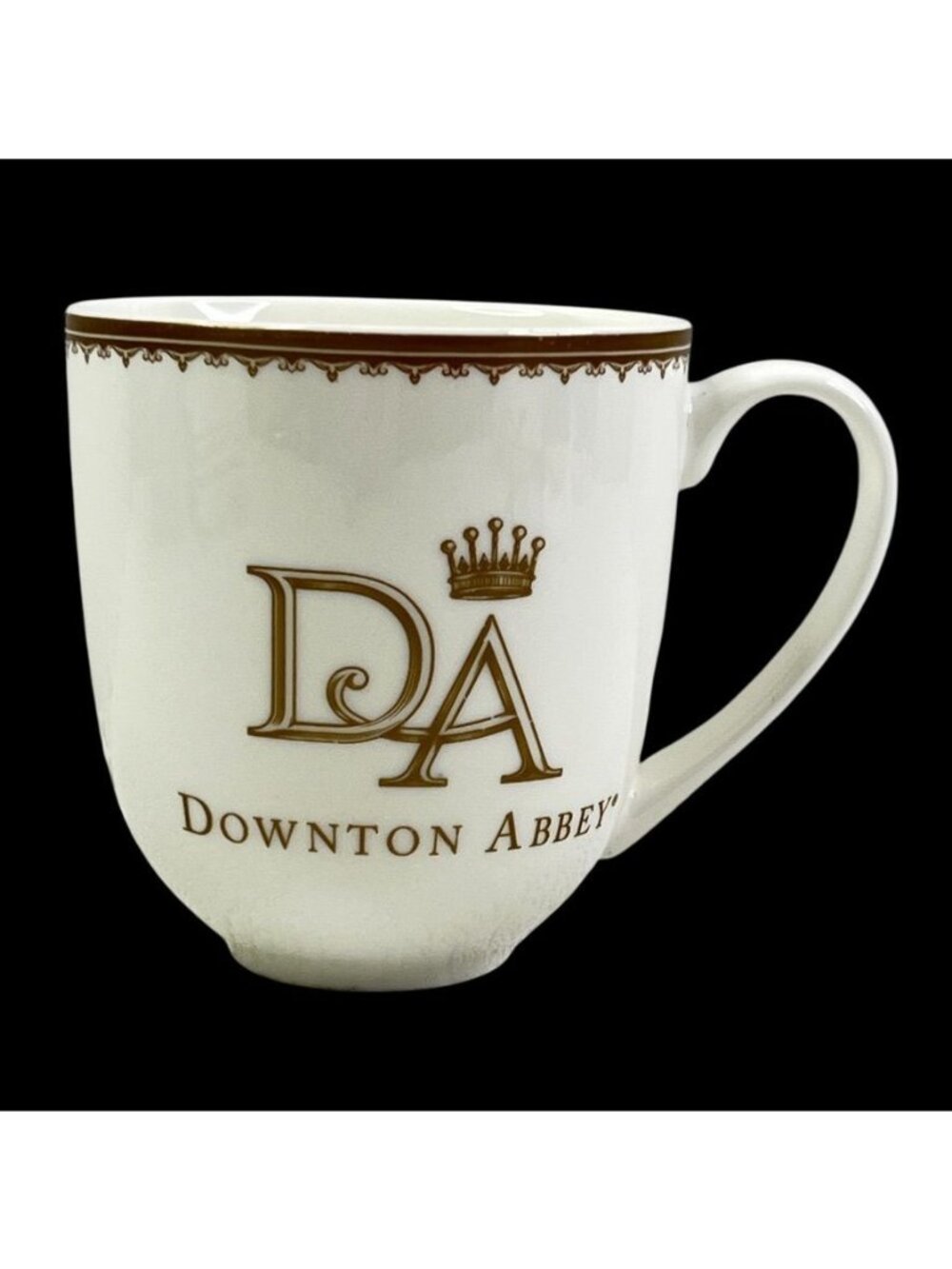 Downton Abbey Collectable Coffee Mug White Gold Trim World Market 2014  4" Tall